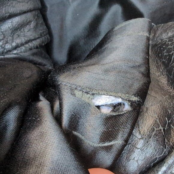 Vintage Y2K Bomber Jacket Men's Black Leather Retro Chic Stand-Up Collar Zip-Up - Picture 3 of 6